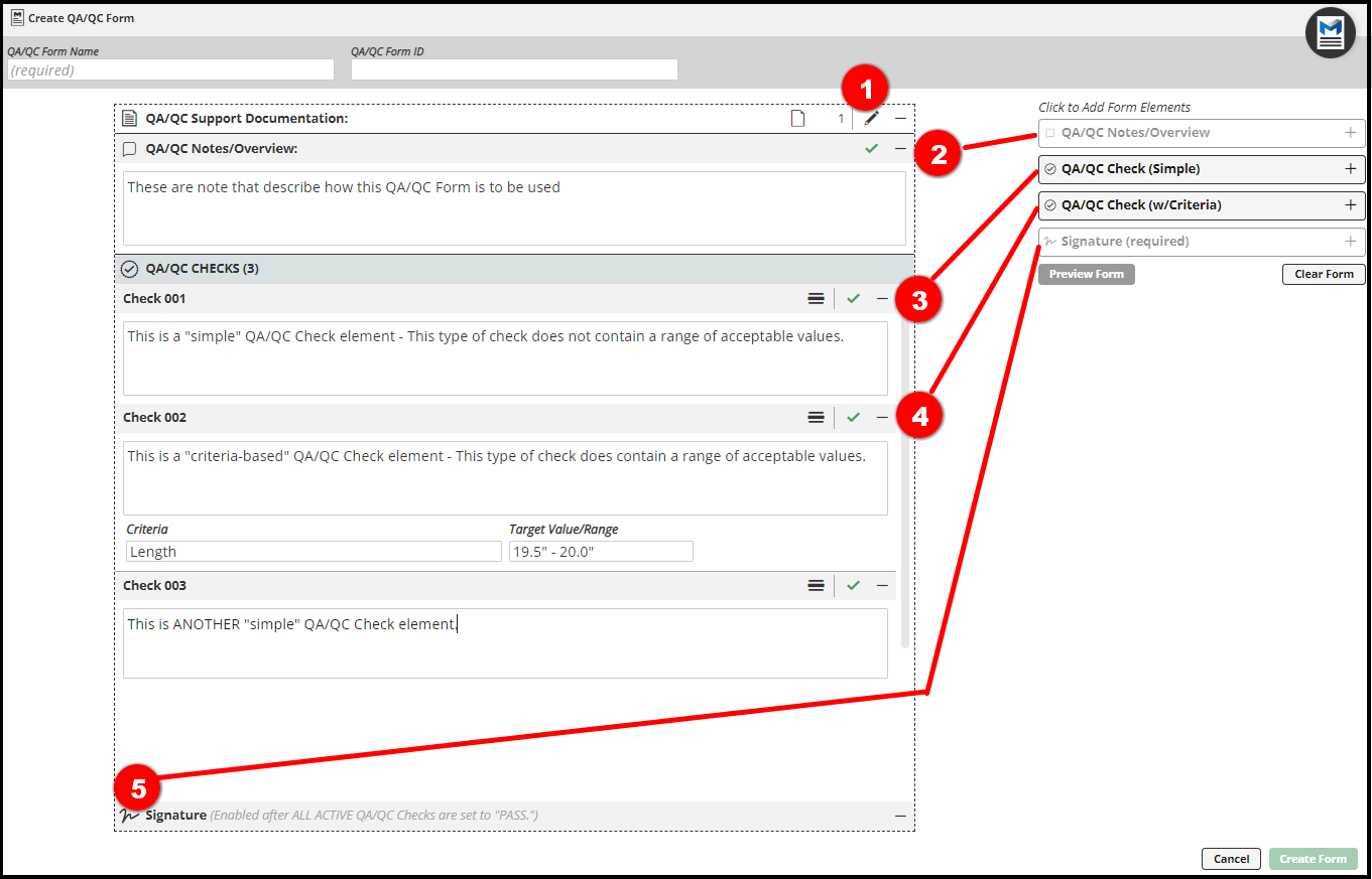 QA/QC Forms – Manufacton Support